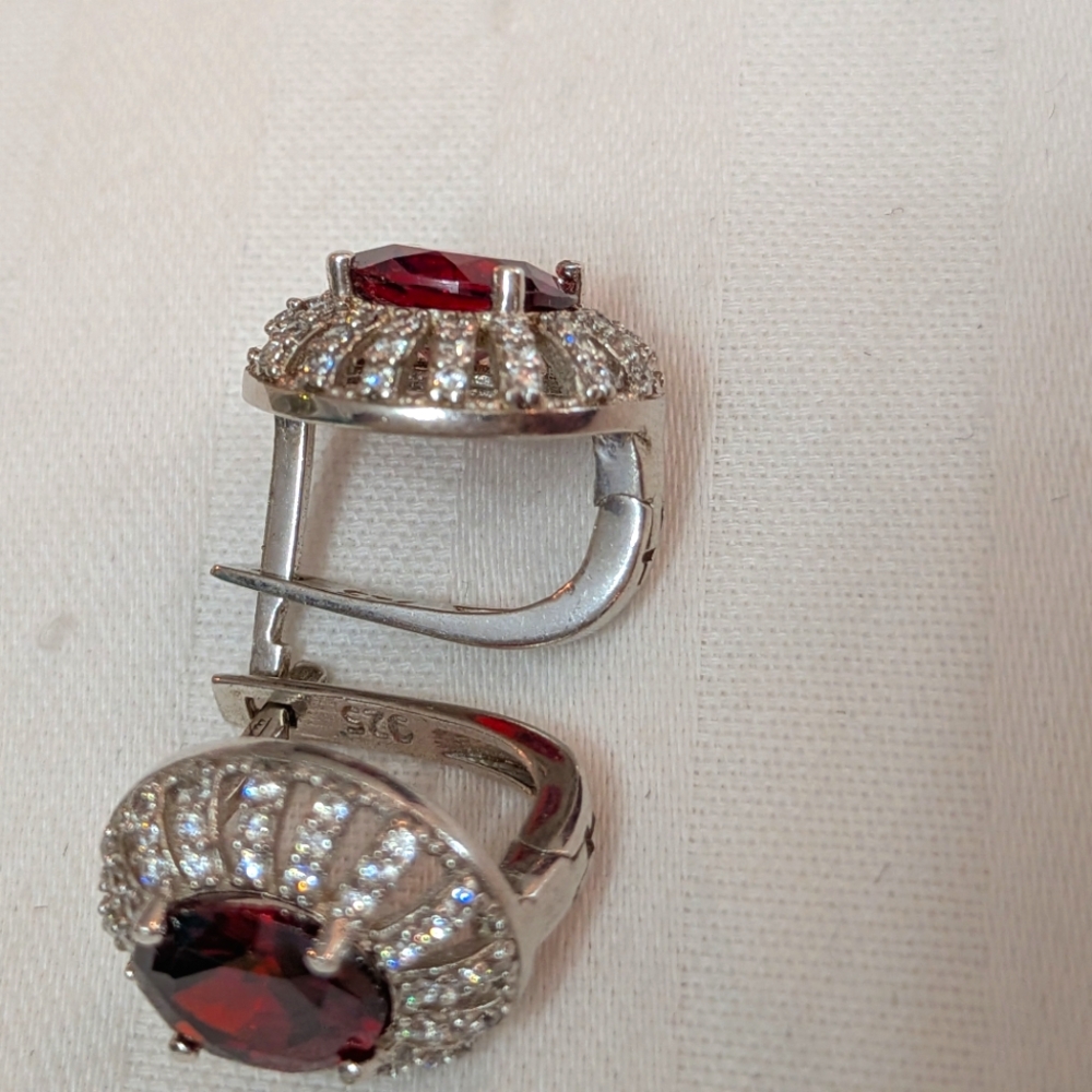 Silver and Ruby Red Rhinestone Jewelry Set - Picture 3 of 7